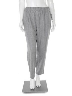 Eileen Fisher Heathered Grey Woven Flannel Wool Pant Women's sz L